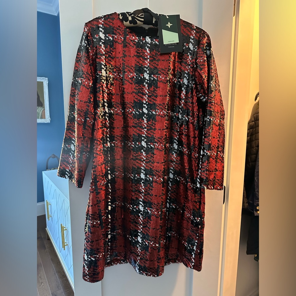 Tuckernuck Red and Black Sequin Long Sleeve Dress